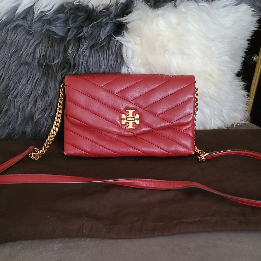 Tory Burch Red Quilted Leather Crossbody Bag